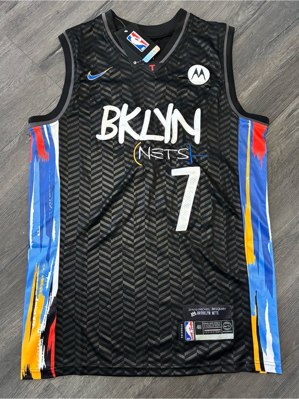 Nike Kevin Durant Nets Basquiat City Edition Jersey Mens L 48 Swingman NBA KD7